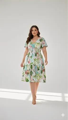 Vestido Plus Size Soltinho Fresco Casual Tamanho Grande