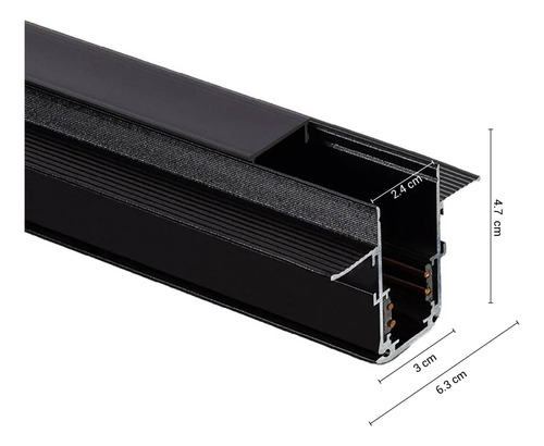 Riel Magnetico Embutir Para Spots Magneticos 1m Negro Unilux