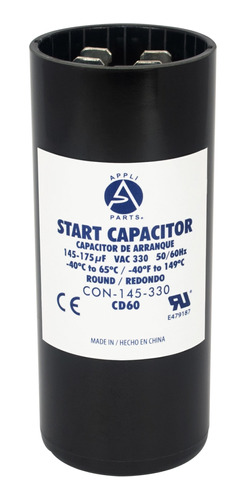 Condensador/ Capacitor De Arranque  145-175 Mfd 330v