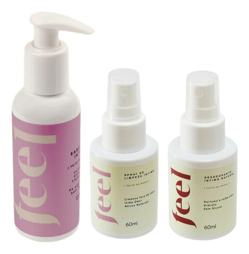 Kit Feel Desodorante Intimo Virilha Spray Limpeza Sabonete