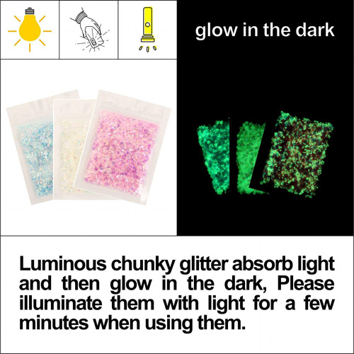 Gemas Faciales Noctilucentes, 12 Piezas De Joyas Luminosas P