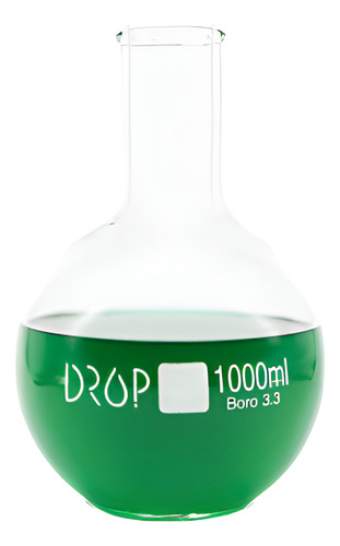 Balão Fundo Chato Vidro Boro 1000ml 1 Litro Laboratório