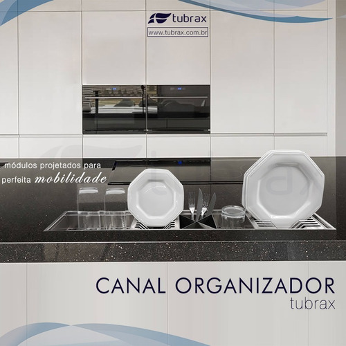 Calha Gourmet Canal Organizador Umida Escorredor Inox Tubrax