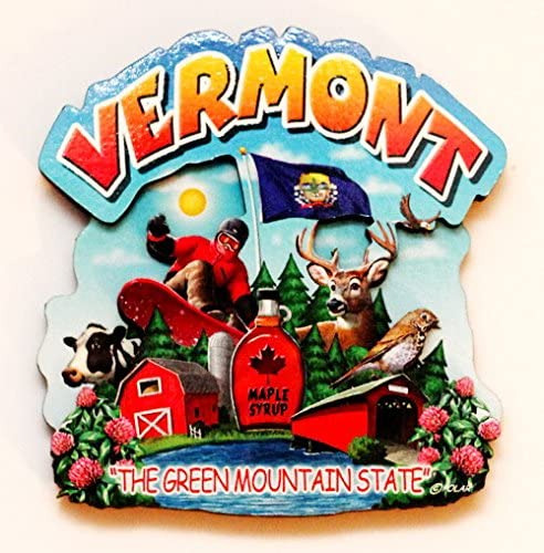 Vermont State Montage Iman De Nevera De Madera 2