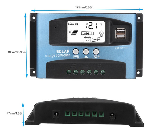 Imagen 5 de 6 de Controlador De Panel Solar Cargador Led Smart Controller 160
