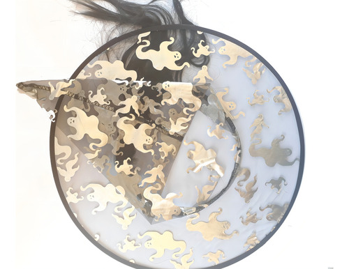 Chapéu De Bruxa Cabelo Festas Fantasma Dourado-preto 3 Un