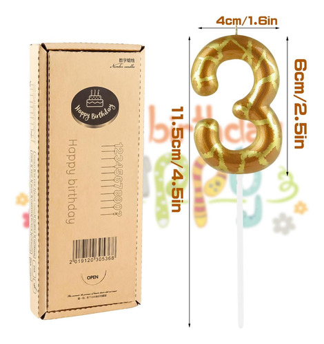 Número 1 Velas De 1er Cumpleaños Jiraffe Gold Birthday Vela
