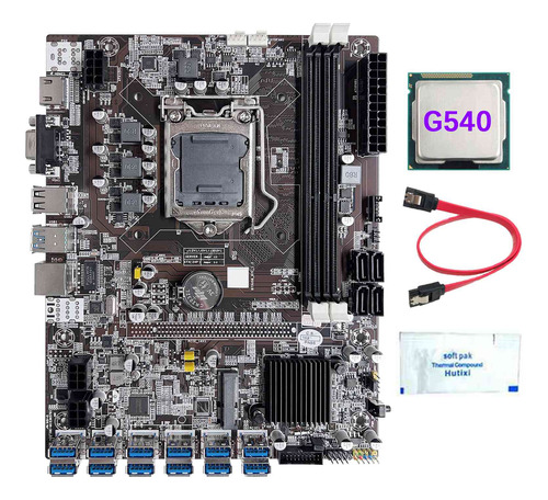 Placa Base B75 Gpu Btc Para Minería De 12 Tarjetas, Cpu G540