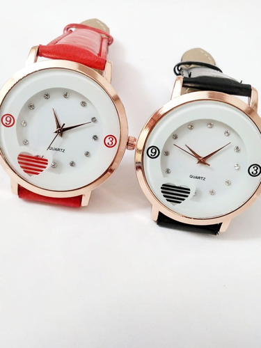 Relógio Feminino Estilo Coração Com Strass Pulseira Colorida