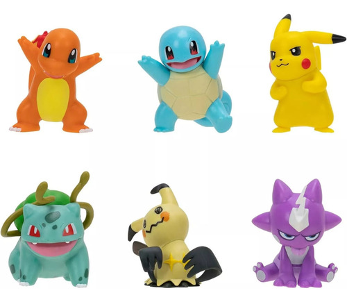 Figuras Pokemon 6 Pack Bulbasaur Charmander Squirtle Toxel +
