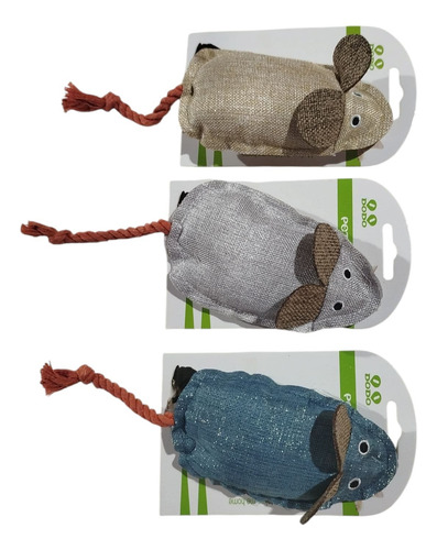 Juguete Gato Raton Peluche De Tela Azul Acero