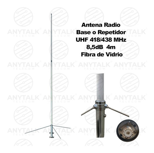 Antena Estación Base Omnidireccional Uhf 418/438 Mhz 8,5db