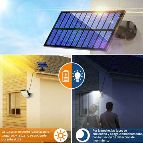 Vedd® Lámpara Solar Exterior Jardín Pared Sensor Luz 106 Led Estructura Negro