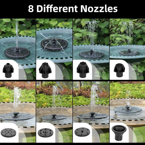 Fuente Solar Con Luces Led Y Baño For Pájaros Con Bomba De