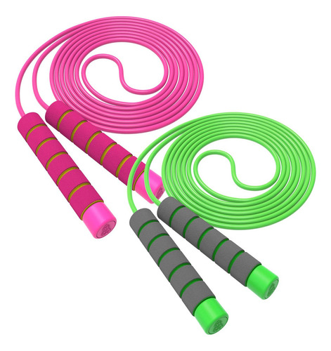 Cuerda para saltar de 2 piezas para estudiantes, color rosa+verde