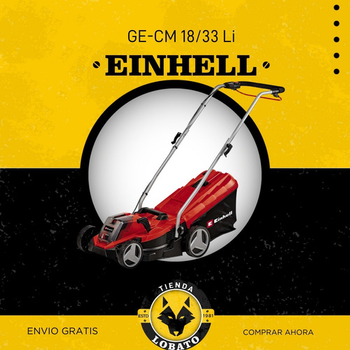 Imagen 6 de 9 de Cortadora De Pasto Eléctrica Einhell Ge-cm 33 Li Con Bateria