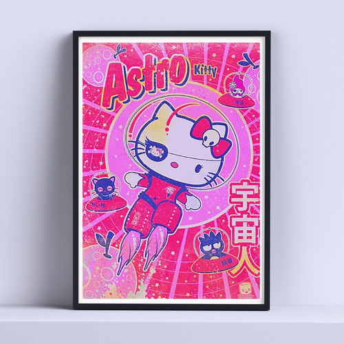 Cuadro Astro Hello Kitty Decorativo 30x40cm Con Vidrio