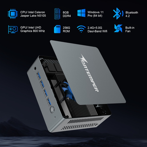 Mini Pc 8 Gb Ddr4+256 Gb Ssd Win11 Pro Host Portátil Host 127V
