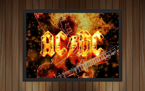 Quadro Decorativo Banda Rock Acdc Com Moldura Salas Quarto A