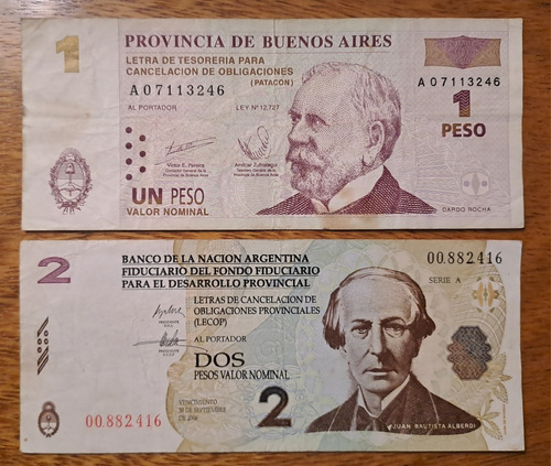 Argentina Bonos Provinciales X 2 Billetes Incluye 2 Lecop