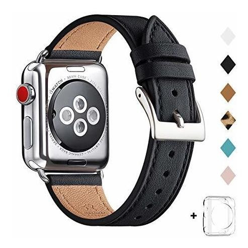 Banda Para Reloj Apple Watch 44mm Cuero Genuino Negro