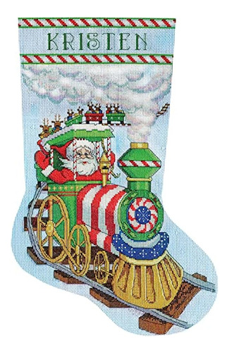 Tobin Santa's Train Cross Stitch Stocking Kit, 17  Long 14 C