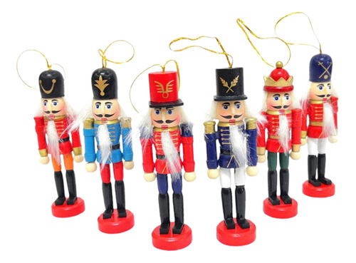 6pcs Adornos De Nueces De Navidad Conjunto De Madera Nueces