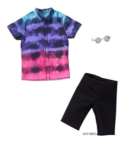 Roupa Ken - Camisa Tie-dye E Bermuda Preta Mattel Ms