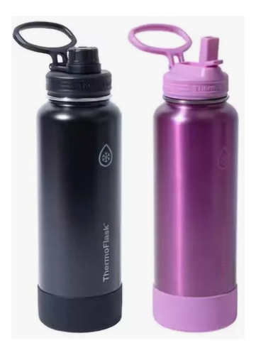 Thermoflask 2 Termos Botellas Acero Inoxidable Al Vacio 1.2l Negro/rosa