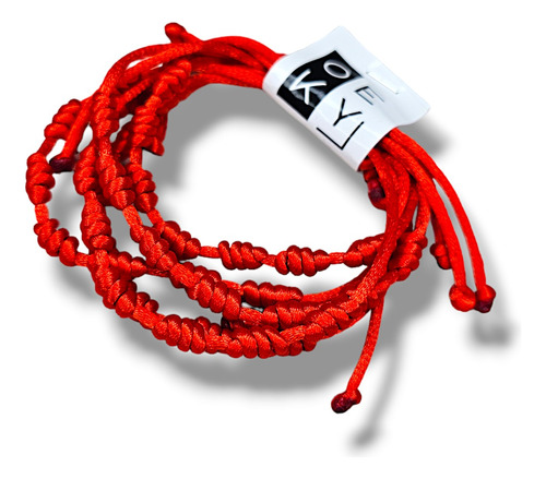 Pack X5 Pulseras Amuleto Protector 7 Nudos - Rojo Por Mayor