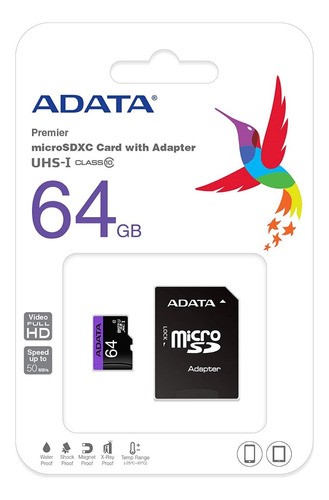 Micro Sd Xc Uhs-1 Clase 10 64gb Adata