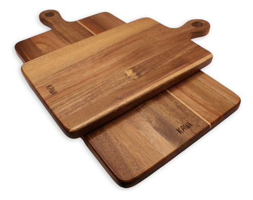 Set 2 Tablas Para Aperitivo De Madera De Acacia Kawi® Color Café