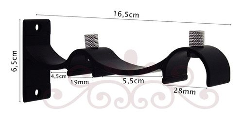 Kit Varão Trilho Suíço Duplo Wave 28mm/19mm 6,00m Alumínio Cor Preto Fosco