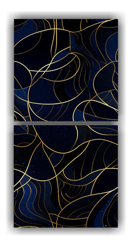 140x70cm Cuadro Diseño Salon Azul Oscuro Sobre Fondo Estamp