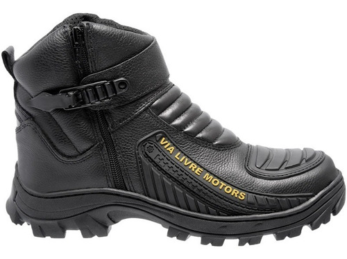 Bota Motoboy Couro Solado Borracha Via Livre Boots Compre Ja