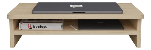 Base Para Monitor Escritorio Soporte De Madera 50*30*13 Nogal Claro