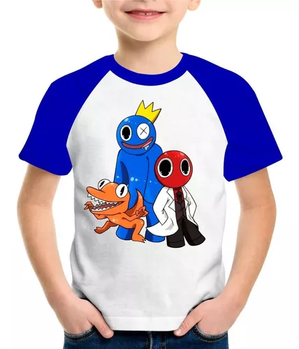 Camisa Camiseta Azul Babão Rainbow Friends Game Fofinho - R$ 34,9