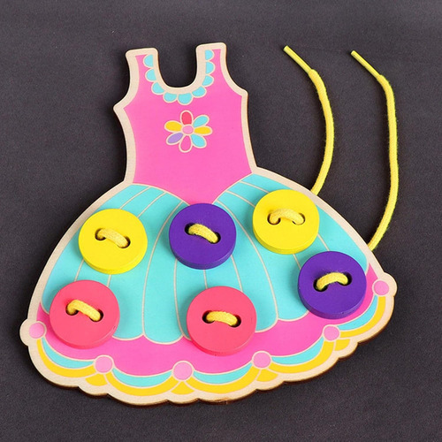 Juego Didáctico Vestido Para Aprender A Enhebrar Cordones Aleatorio