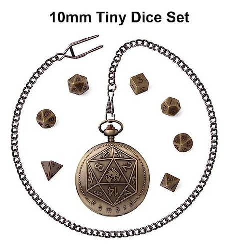 Famard Juego De Dados Dnd Pequeños De 10 Mm Con Estuche De R
