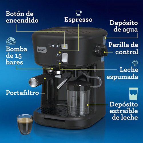 Cafetera Oster Bvstem5501b Espresso Cappuccino 15 Bares