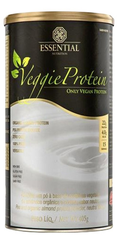 Veggie Protein Neutro 405g Essential Vegano Amêndoa Ervilha