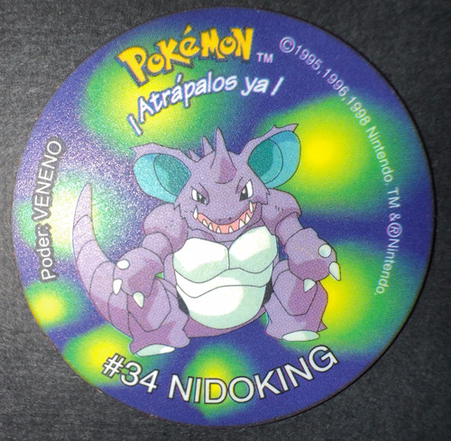 Taps 2 Pokemon De Frito Lay - #34 Nidoking - 1999 Original