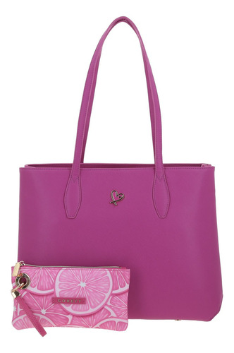 Bolsa Tote Gorett Isadora Gs25048-f Color Fucsia Correa De Hombro Fucsia Diseño De La Tela Lisa