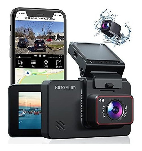 Kingslim D4 4k Dual Dash Cam With Built-in Wifi Gps, Front 4