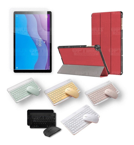 Cristal Y Estuche + Teclado Tab Para Lenovo M10 Hd Tb-x306