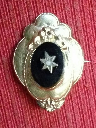 Antiguo Prendedor De Luto Oro Y Onix Victoriano Siglo Xviii (Usado)