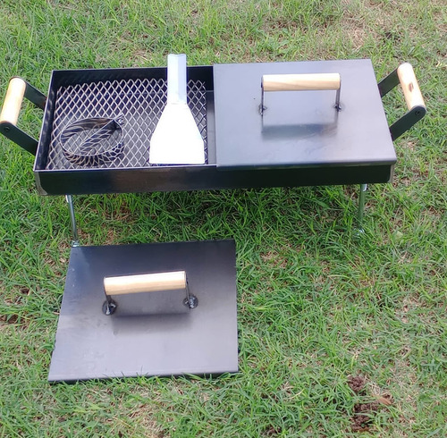Plancheta 2 Hornallas Con Rejilla Grilladora Y Doble Tapa Hierro