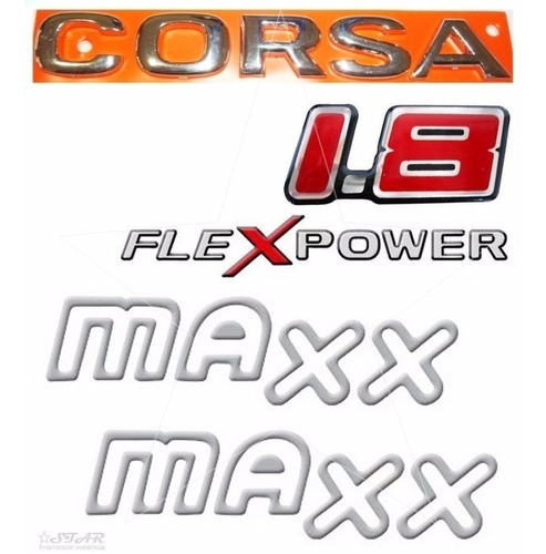 Emblema Corsa Hatch 1.8 Flexpower + Maxx Prata - 2003 À 2007