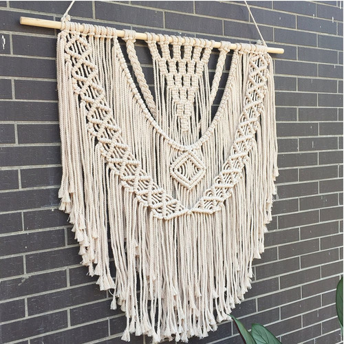 Imagen 3 de 6 de Tapiz De Algodón Fino 100% Hecho A Mano Macramé Para Colgar