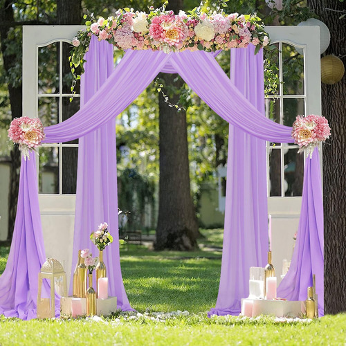 Cortinas De Boda En Forma De Arco, Tela De Color Lavanda, Te